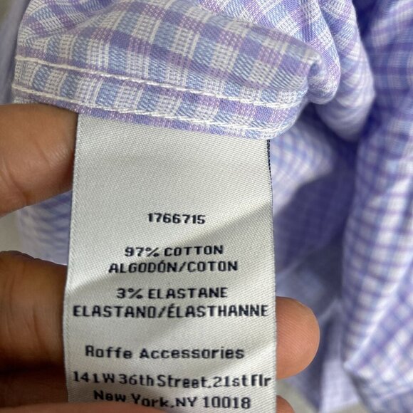 NEW Duchamp Men's 16.5 L Slim Fit Long Sleeve Shirt Checkered Pattern Stretch - Picture 5 of 9